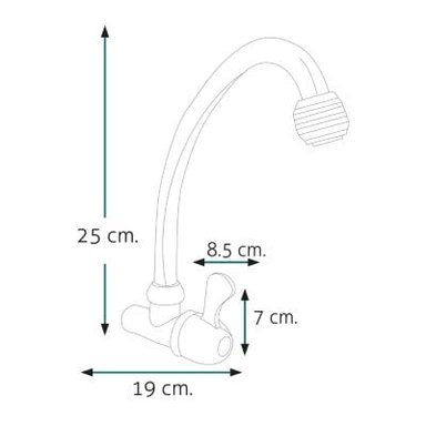GRIFERÍA RUMI QORI R-02 LLAVE DE COCINA A LA PARED QORI R-01 CROMADA - 4