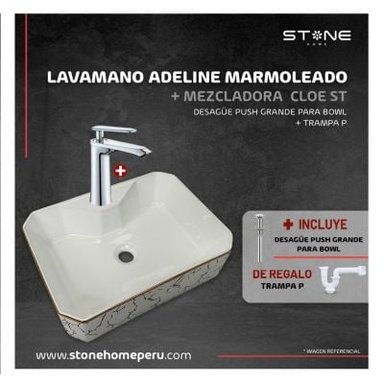 COMBO ADELINE MARMOLEADO + CLÓE ST  DESAGUE SREBOSE Y TRAMPA P STONE