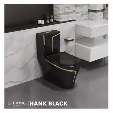 INODORO STONE HANK REDONDO NEGRO MINIMALISTA CDORADO