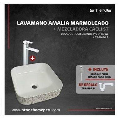 COMBO STONE BOWL AMALIA MARMOLEADO + CAELI ST + DESAGUE + TRAMPA P