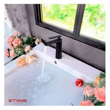 GRIFERÍA STONE CLÓE STB-01 BLACK MEZCLADORA P/LAVATORIO NEGRO