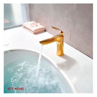 MEZCLADORA  P/LAVATORIO CAROLINE SHORT STG-01 GOLDEN STONE