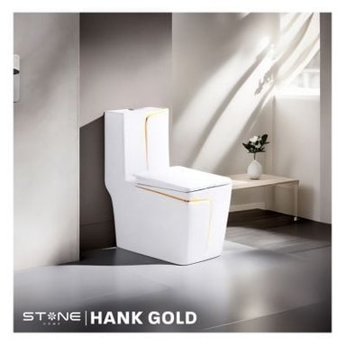 INODORO  MINIMALISTA HANK CUADRADO BLANCO C/ DORADO STONE