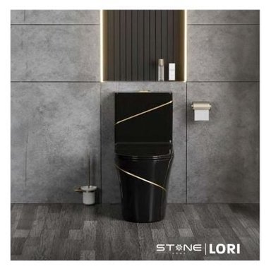 INODORO STONE LORI MINIMALISTA NEGRO Y DORADO
