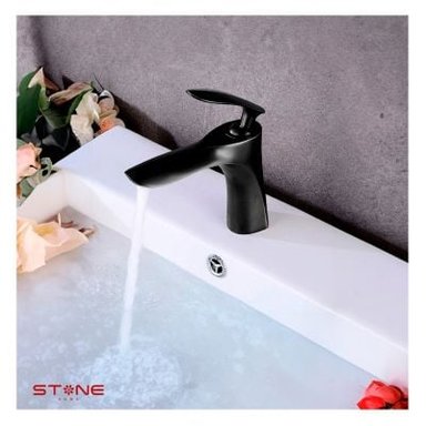 GRIFERÍA STONE CAROLINE SHORT STB-01 BLACK STONE MEZCLADORA P/LAVATORIO NEGRO