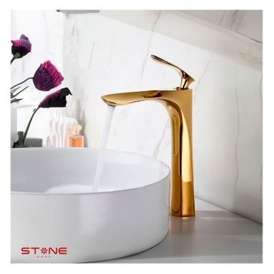 GRIFERÍA STONE CAROLINE STG-01 MEZCLADORA PBOWL AL MUEBLE DORADO
