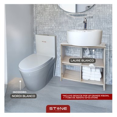INODORO STONE HOME BLANCO COMBO NORDI + LAVAMANO LAURE