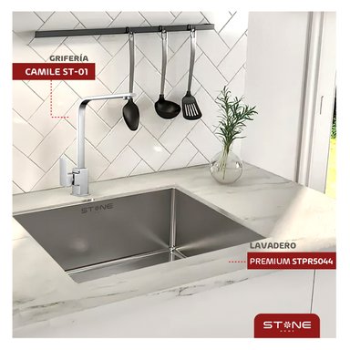 COMBO LAVADERO PREMIUM STPR5044+ CAMILE ST-01 CON ESCURRIDOR(EXONERADO)-STONE