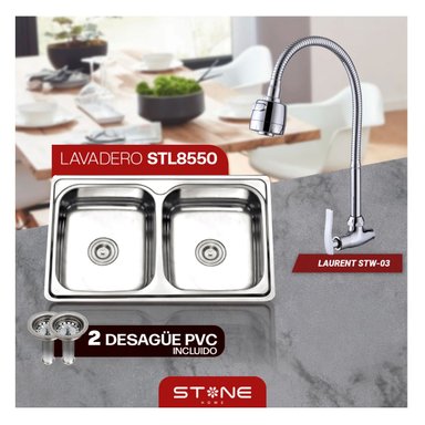 SET LAVADERO STONE HOME ACERO PRIME STL8550 + LAURENT STW-03
