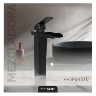 GRIFERÍA STONE HOME MEZCLADORA MONOCOMANDO P/BOWL AL MUEBLE HASPER STB NEGRO