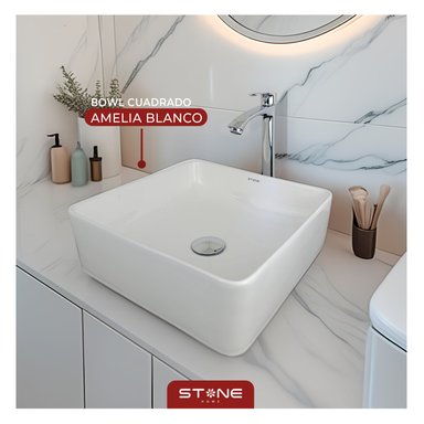 LAVAMANOS STONE HOME BLANCO MINIMALISTA AMELIA