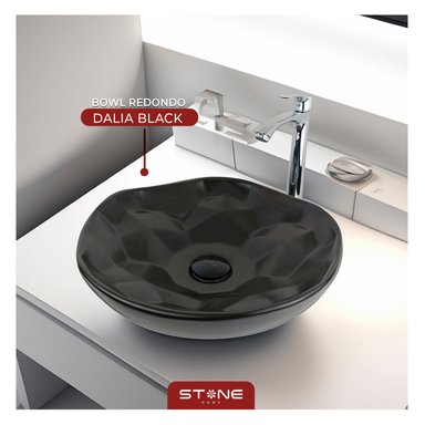 LAVAMANOS STONE HOME NEGRO MATE BOWL REDONDO MINIMALISTA DALIA