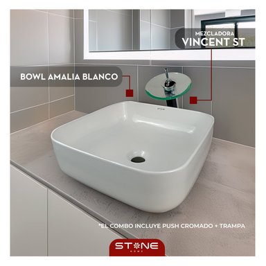 COMBO STONE HOME VINCENT ST + AMALIA +PUSH CROMADO 18CM+TRAMPA BLANCO
