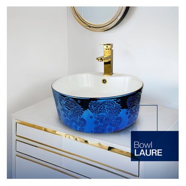 LAVAMANOS STONE HOME BOWL REDONDO LAURE AGUAMARINA BLANCO