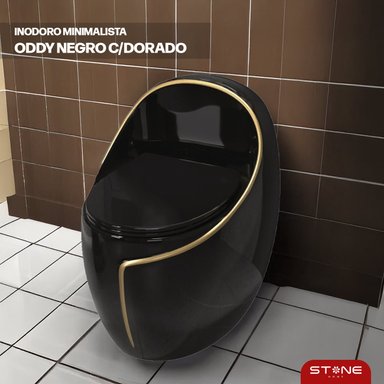 INODORO MINIMALISTA ODDY NEGRO C/DORADO STONE