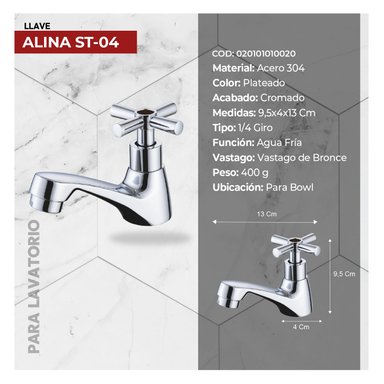 LLAVE P LAVATORIO ALINA ST-04 CROMADO STONE - 4
