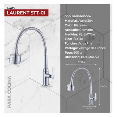 LLAVE DE LAVADERO  AL MUEBLE  LAURENT STT-01 STONE - 4