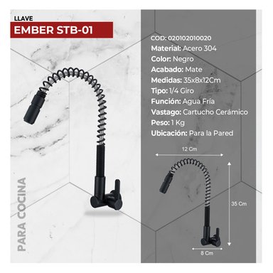 COMBO LAVADERO LUXURE STLU5044 + LLAVE EMBER STB-01 BLACK CON ESCURRIDOR(EXONERADO) - 4
