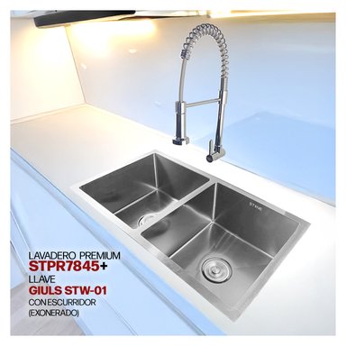 COMBO LAVADERO PREMIUM STPR7845 + LLAVE GIULS STW-01 CON ESCURRIDOR(EXONERADO)