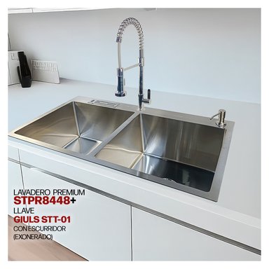 COMBO LAVADERO PREMIUM STPR8448 + LLAVE GIULS STT-01 CON ESCURRIDOR(EXONERADO)