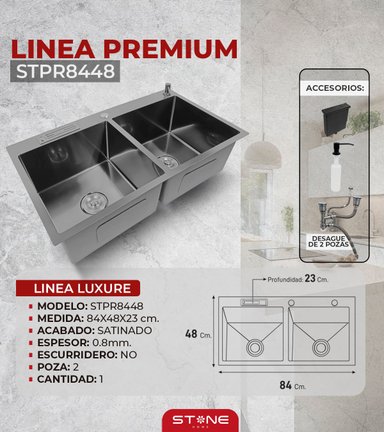 COMBO LAVADERO PREMIUM STPR8448 + LLAVE GIULS STT-01 CON ESCURRIDOR(EXONERADO) - 2