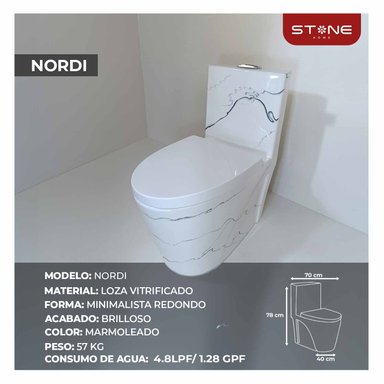 COMBO NORDI MARMOLEADO+ AMALIA THASOS+ DESAGUE POP UP CROMADO SREBOSE - 2