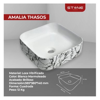 COMBO NORDI MARMOLEADO+ AMALIA THASOS+ DESAGUE POP UP CROMADO SREBOSE - 3
