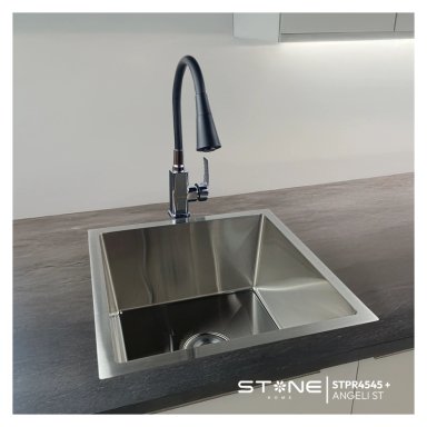 COMBO DE LAVADERO DE ACERO PREMIUM STPR4545 + ANGELI ST-01 CON ESCURRIDOR(EXONERADO) - 1