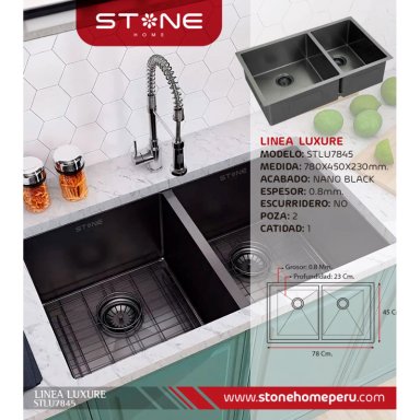 COMBO LAVADERO  LUXURE STLU7845+ DELIUS STB-01 CON ESCURRIDOR(EXONERADO) - 2