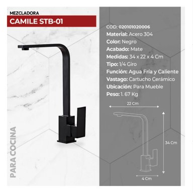 COMBO LAVADERO LUXURE STLU4540+ CAMILE STB-01 CON ESCURRIDOR(EXONERADO) - 4