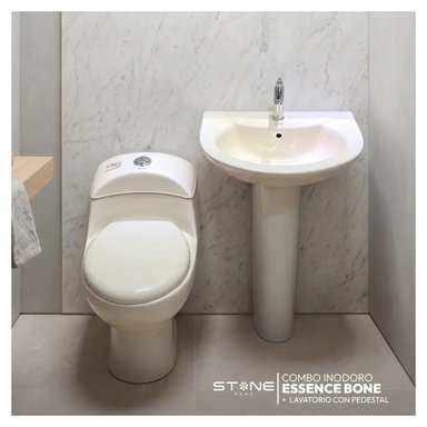 COMBO DE INODORO ESSENCE BONE + LAVATORIO DE 22 C/ PEDESTAL BONE STONE - 2