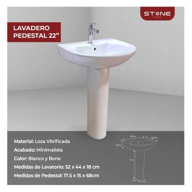 COMBO DE INODORO ESSENCE BONE + LAVATORIO DE 22 C/ PEDESTAL BONE STONE - 5