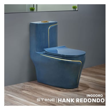 INODORO ONE PIECE MINIMALISTA HANK REDONDO AZUL / DORADO STONE - 1