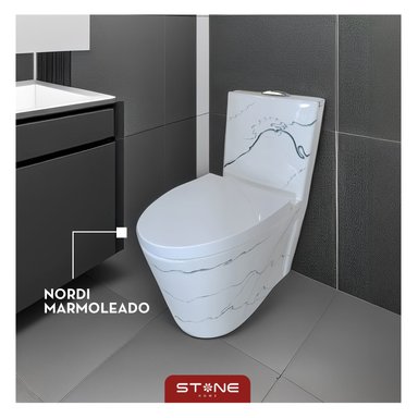 COMBO INODORO NORDI MARMOLEADO + LAVATORIO KAROL MARMOLEADO + DESAGUE POP UP GRANDE P/BOWL CROMADO STONE - 3