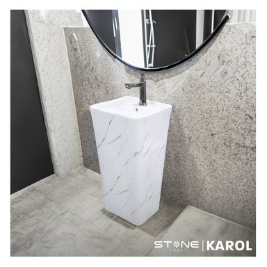 COMBO INODORO NORDI MARMOLEADO + LAVATORIO KAROL MARMOLEADO + DESAGUE POP UP GRANDE P/BOWL CROMADO STONE - 5
