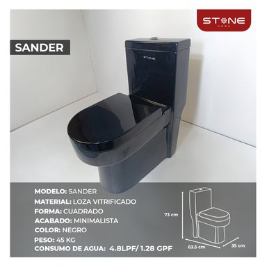 COMBO INODORO SANDER NEGRO + BOWL CIRCULAR RUSTIC LINE TOPAZ STONE + DESAGUE POP UP GRANDE P/BOWL CROMADO STONE - 4