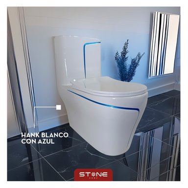 COMBO INODORO HANK REDONDO BLANCO C/ AZUL STONE + LAVATORIO ROLI BLANCO C/ AZUL STONE + DESAGUE POP UP GRANDE P/BOWL STONE - 3