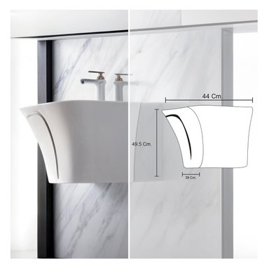 COMBO INODORO HANK REDONDO BLANCO C/ AZUL STONE + LAVATORIO ROLI BLANCO C/ AZUL STONE + DESAGUE POP UP GRANDE P/BOWL STONE - 6