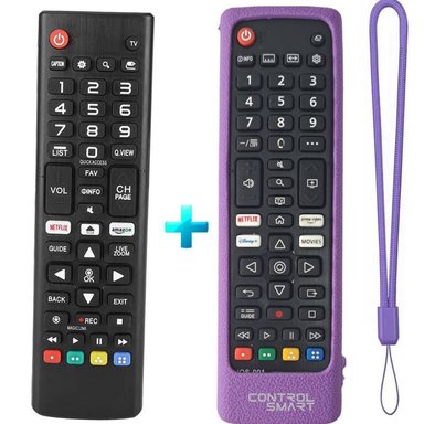 CONTROL REMOTO COMPATIBLE SMART TV LG + FUNDA MORADA - 1