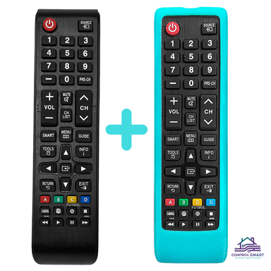 CONTROL SIKAI REMOTO TV SAMSUNG SMART + FUNDA CELESTE FOSFORESCENTE - 1