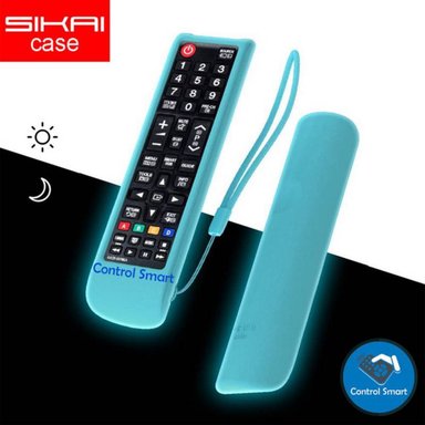 CONTROL SIKAI REMOTO TV SAMSUNG SMART + FUNDA CELESTE FOSFORESCENTE - 3
