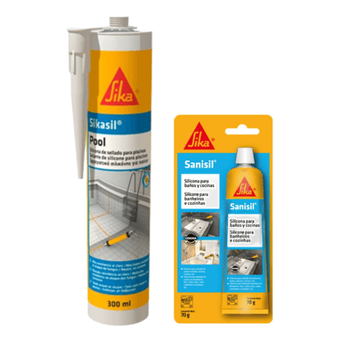 SELLADOR SIKA SIL POOL TRANSPARENTE 300ML + SANISIL SILICONA 70 ML PACK