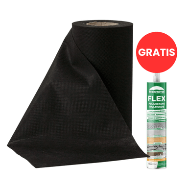 SET MALLA NEGRA 25 MT X 1 MT + THERMOTEK FLEX GRIS 300ML - 1