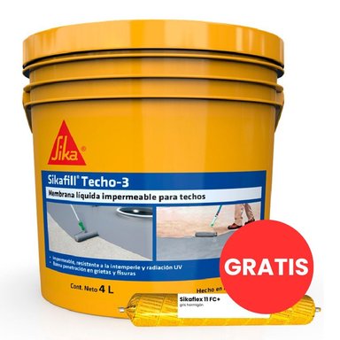 PACK IMPERMEABILIZANTE PARA TECHOS SIKAFILL TECHO 3 X 4LT GRIS Y SIKAFLEX X 400ML
