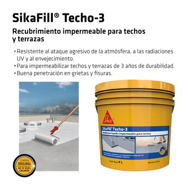 PACK IMPERMEABILIZANTE PARA TECHOS SIKAFILL TECHO 3 X 4LT GRIS Y SIKAFLEX X 400ML - 5