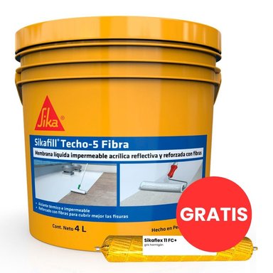 PACK IMPERMEABILIZANTE PARA TECHOS SIKAFILL TECHO 5 X 4LT GRIS Y SIKAFLEX X 400ML