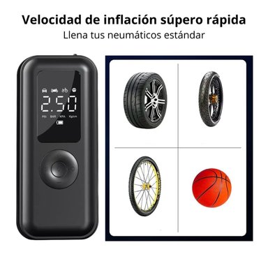 MINI COMPRESOR DE AIRE SEISA AF-C03 RECARGABLE PORTATIL INFLADOR DE LLANTAS PARA MOTO BICICLETA - 2