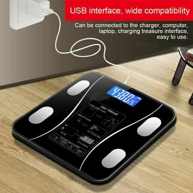 BALANZA CORPORAL INTELIGENTE BASCULA SMART RECARGABLE NEGRO RS10713 180KG - 3