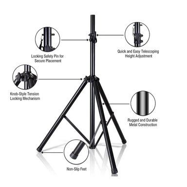 SOPORTE PARA PARLANTE ZJ0612 130 CM TRIPODE AJUSTABLE NEGRO - 3