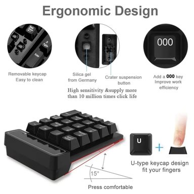 TECLADO PC LAPTOP INALÁMBRICO CMK-K3 NUMERICO ADAPTADOR USB - 3
